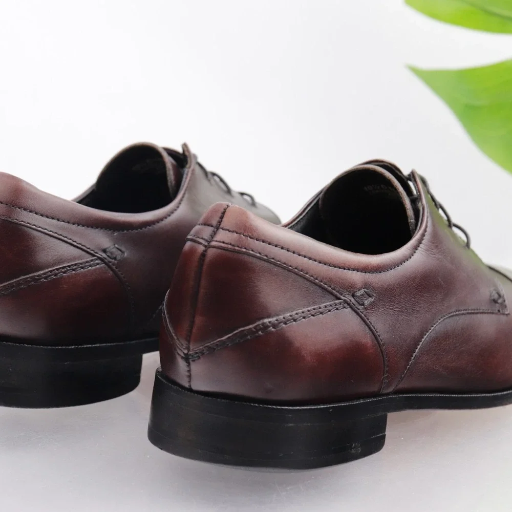 Florsheim Shoes Mens Welles Oxford Size 10.5 D Brown Leather Cap Toe Derby Dress